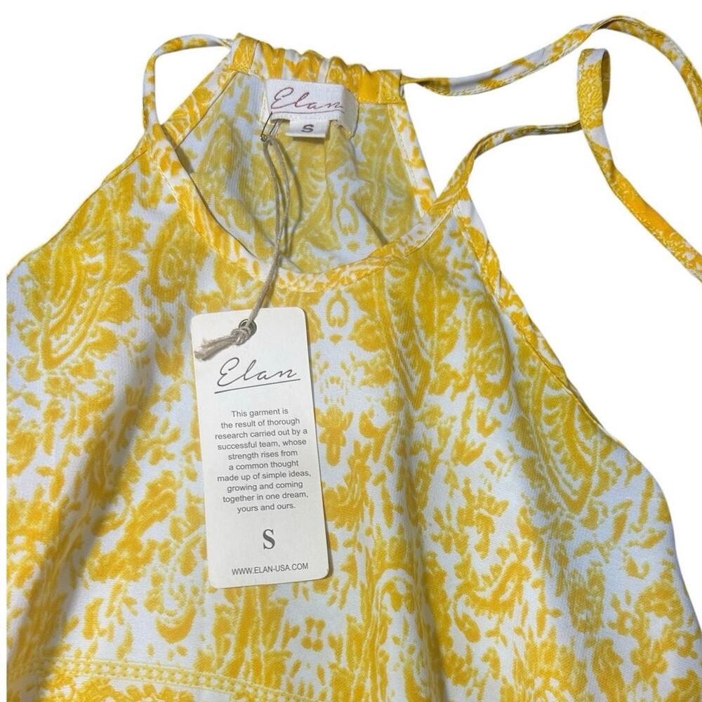 Elan Yellow Paisley Halter Top Small NWT Boho Flowy Tank Summer - Picture 2 of 3
